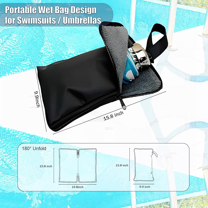 Wet Dry Bags with Embedded Towel Portable Sack Bags with Oxford zipper for Swimsuit Umbrella Wet Cloth