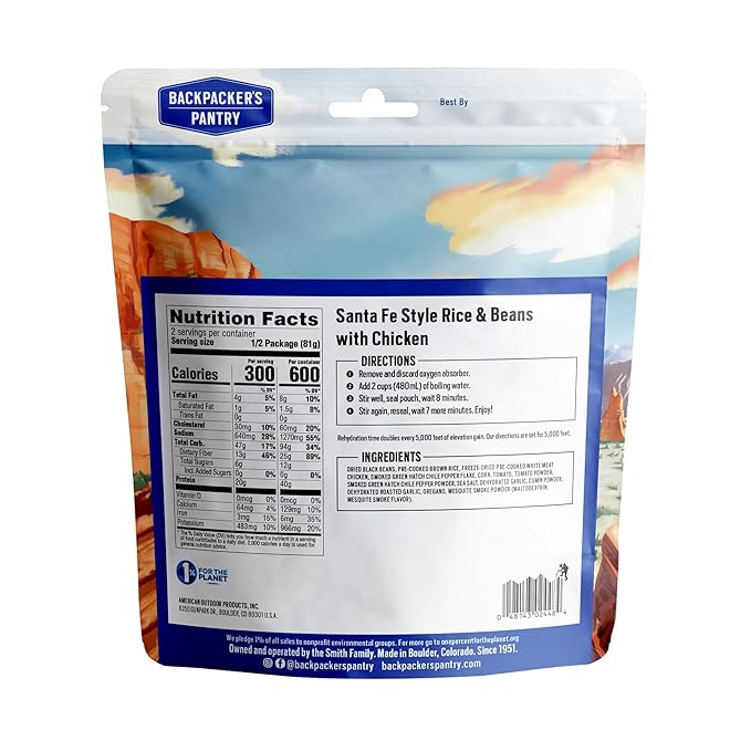 Backpacker's Pantry Santa Fe Rice & Beans with Chicken | Freeze Dried Backpacking & Camping Food, 1 Count