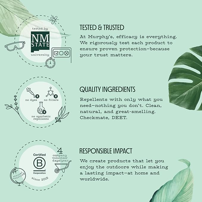 Murphy's Naturals Mosquito Repellent Wipes, Improved Resealable Pack, Plant-Based Lemongrass & Rosemary, DEET-Free, 10 Wipes, 3-Pack