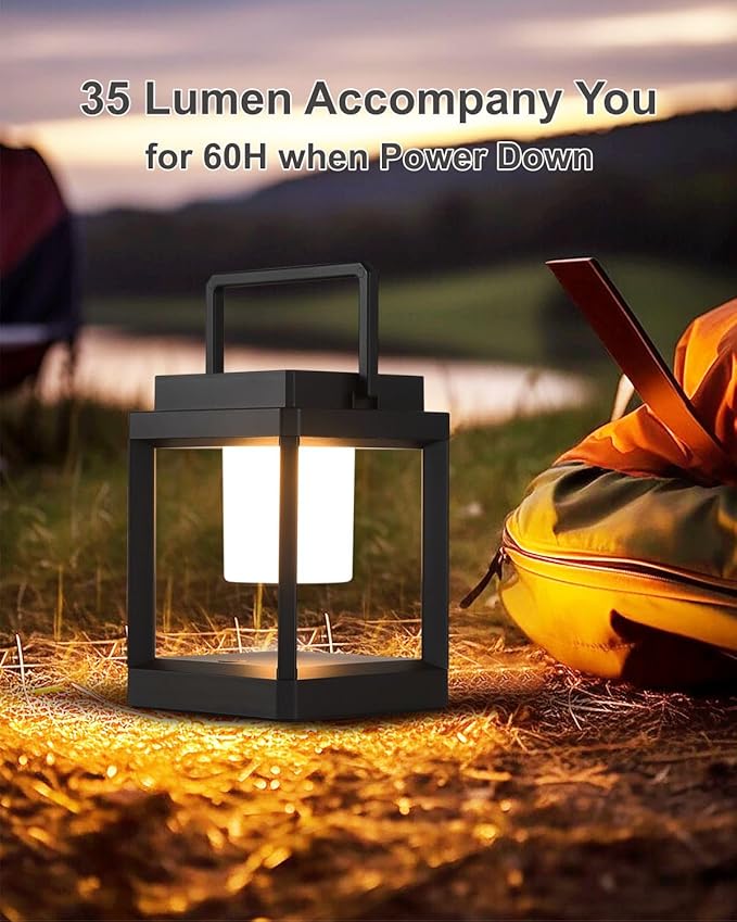 Outdoor Table Lamp, Led Lamps for Nightstand, Solar Lanterns Outdoor Hanging for Patio Waterproof, Cordless Battery Operated Lamp, Rechargeable Solar Lantern for Reading, Decor, Camping