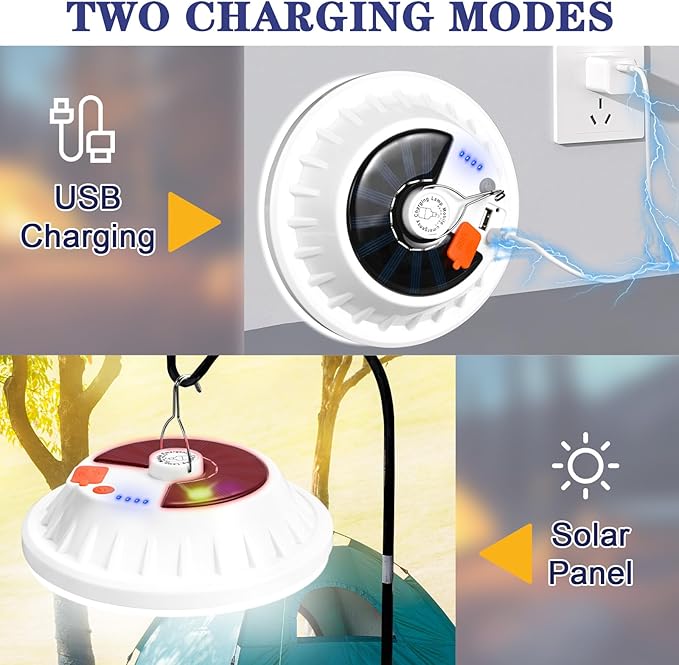 2 Pack Solar Camping Lantern with Remote 4000LM Rechargeable Hanging Light Portable LED Camping Lights IPX4 Waterproof Tent Lights Solar Lanterns for Power Outages, Emergency, Hurricane