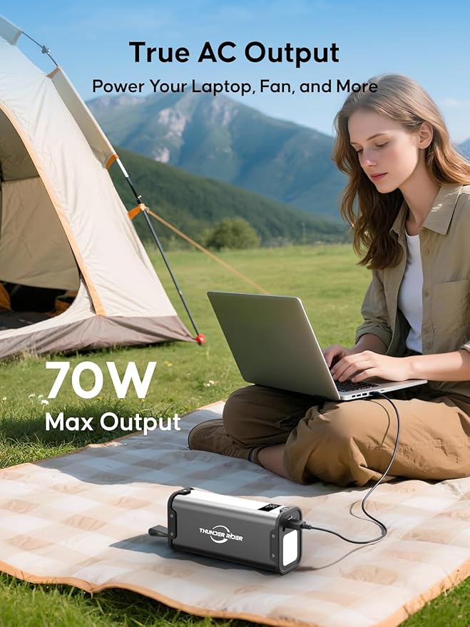 Portable Power Station 99.99Wh Camping Lithium Battery Solar Large Power Bank with AC Outlet 70W for Home Backup Outdoor Emergency RV Van Hunting