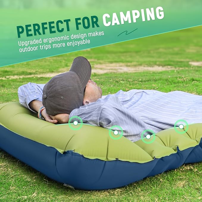 Camping Sleeping Pad, Ultralight Camping Mat with Built-in Foot Pump, Comfortable Sleeping Mat for Backpacking, Car Traveling,Tent,and Hiking