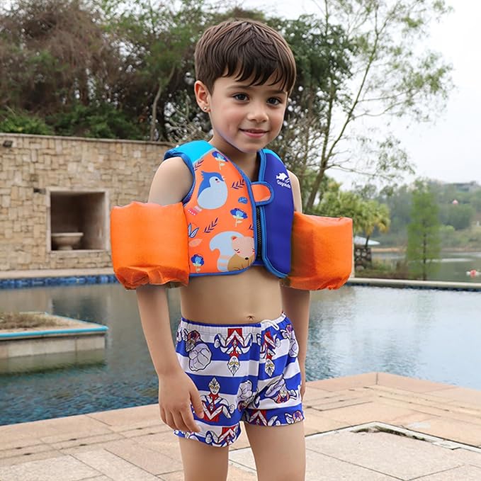Gogokids Toddler Swim Vest, Kids Floaties for 20-50 lbs Girls & Boys, Buoyancy Jacket Swimming Aid with Water Wings for 2-6 Years, Pool/Beach
