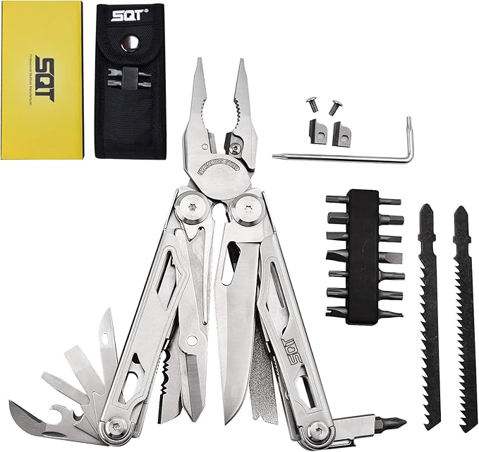 SQT2045 20-in-1 Multitool, Foldable & Self-Locking, Professional Tool for DIY, Home Repairs & Outdoor Camping, Must-Have Gifts for Men, Compact & Durable-