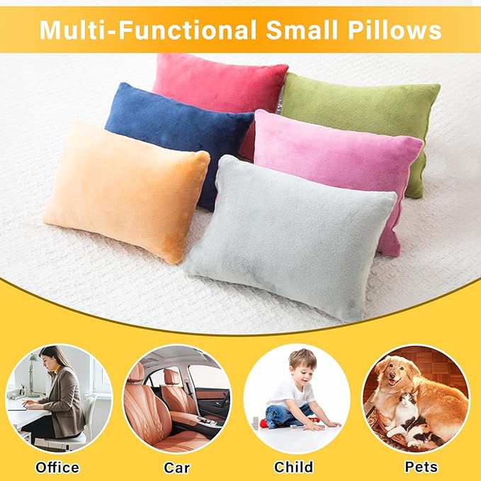 2 Pack Small Pillow, Memory Foam Mini Pillow 11 X 7 Inches for Travel, Sleeping, Nap and Neck, Knee, Lumbar Support, Tiny Cushion for Pet, Dogs (Camel)