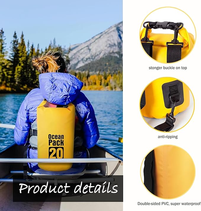 Dry Bag Waterproof Backpack 5L/10L/20L/30L Roll Top Waterproof Bag,Floating Dry bags for Kayaking,Swimming,Boating,Camping,Beach.