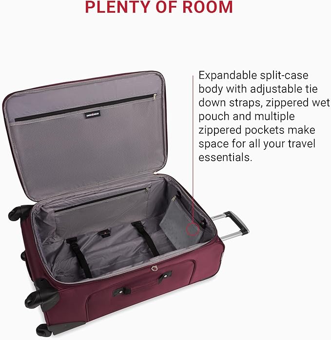 SwissGear Sion Softside Expandable Luggage, Merlot, 3-Piece Set (21/25/29)