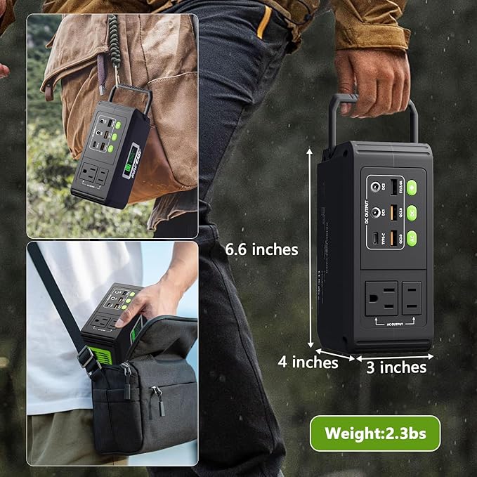 GENSROCK Portable Power Station, 88Wh Solar Generator(Solar Panel Not Included), Lithium Battery Power Bank with 110V/150W Peak AC Outlet, LED Flashlight for CPAP Home Camping Travel Emergency.