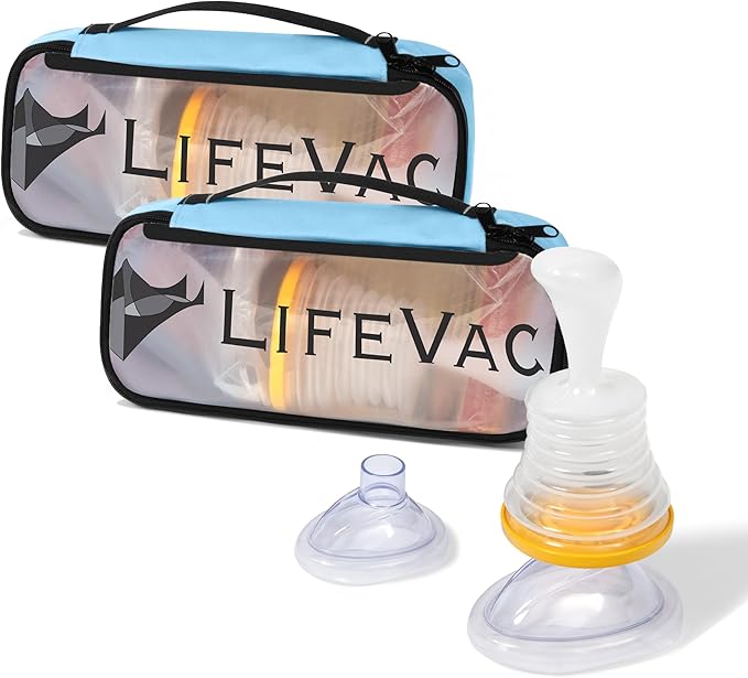 LifeVac Blue Travel Kit 2 Pack - Portable Suction Rescue Device, First Aid Kit for Kids and Adults, Portable Airway Suction Device for Children and Adults