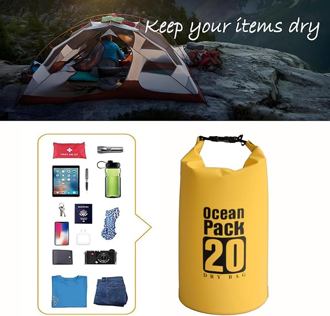Dry Bag Waterproof Backpack 5L/10L/20L/30L Roll Top Waterproof Bag,Floating Dry bags for Kayaking,Swimming,Boating,Camping,Beach.