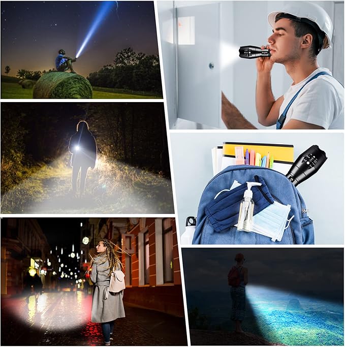 Esgofo LED Flashlights 2 Pack Bright Powerful EDC Handheld Flash Lights, High Lumens Pocket Linterna, 5 Modes, Waterproof, for Gift Survival Emergency Camping
