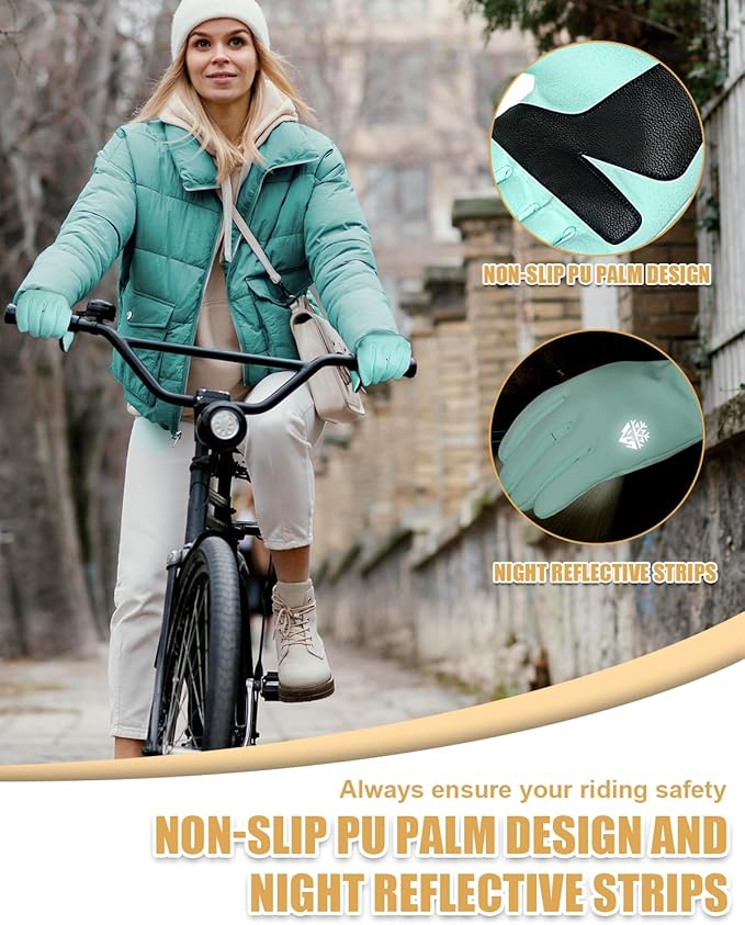 RIGWARL Winter Gloves Men and Women Medium-Thick, Gloves for Cold Weather with Thermal Plush, Touchscreen Running Glove Adjustable Zippered Wrist for Walking The Dog Hiking Camping Cycling Work