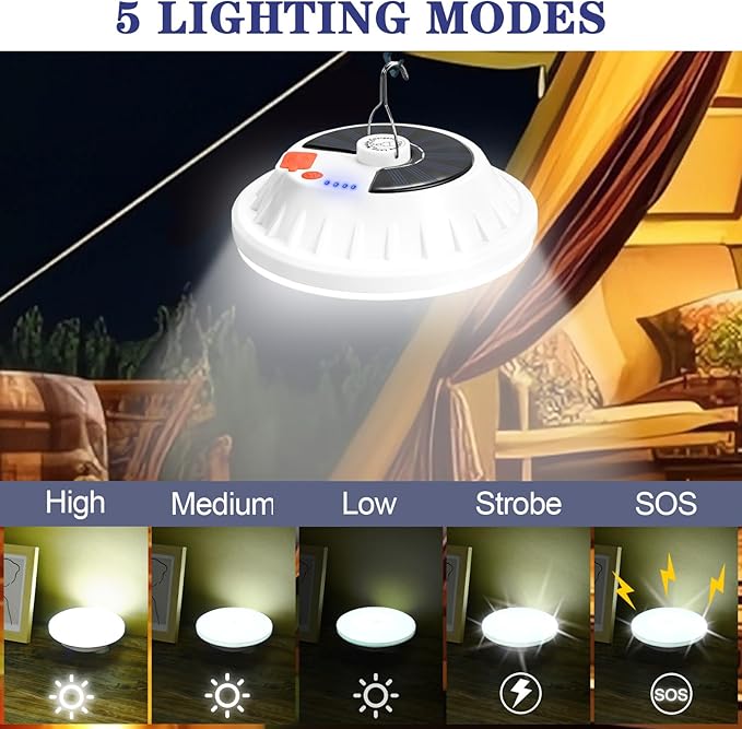 2 Pack Solar Camping Lantern with Remote 4000LM Rechargeable Hanging Light Portable LED Camping Lights IPX4 Waterproof Tent Lights Solar Lanterns for Power Outages, Emergency, Hurricane