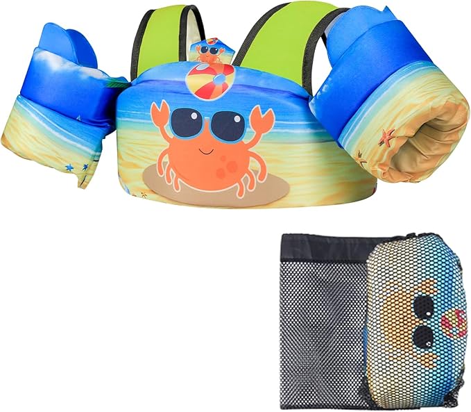 Elejolie Toddler Swim Vest for Child Learn Swiming Training,Infant Safety Swimmies Aid Jacket for Kids 2 3 4 5 6 Years Old,Arm Water Wings for Baby 22-66lbs