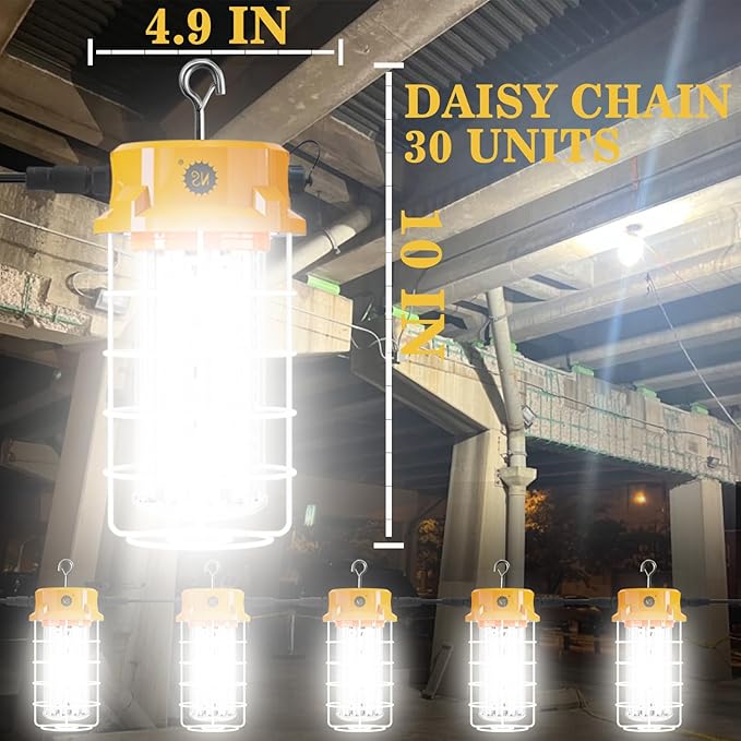 15000LM 100W LED Work Light with 360° Coverage | ETL/UL Certified | Daisy Chain 30 Units | Alternative to 1300W Incandescent HID/HPS | 14.76FT Power Cord with US Plug