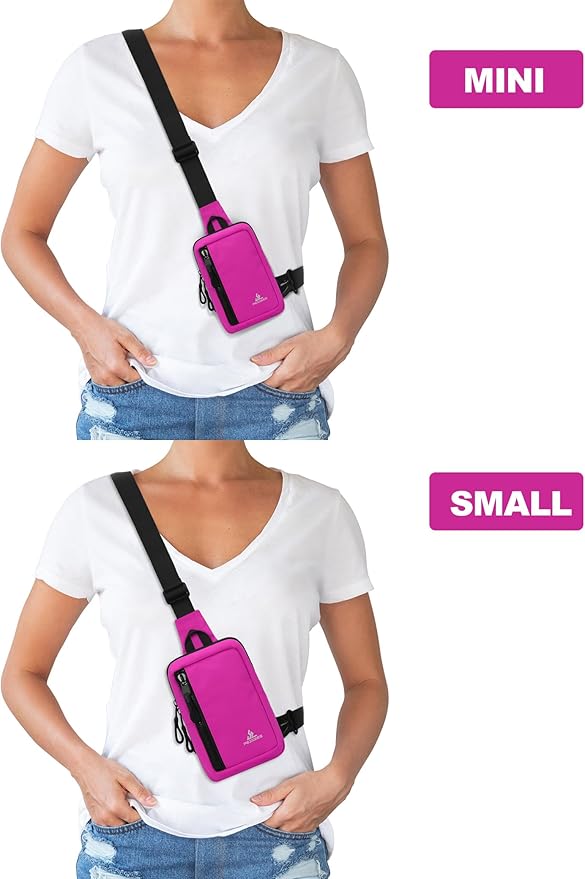 Peicees Small Crossbody Bag for Men Women Mini Sling Bag Travel Running Phone Daypack Cross Body Shoulder Bags, 2 Sizes, Small Rose