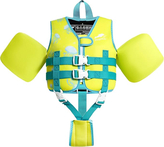 Gogokids Swim Vest for Kids Learn to Swim, Toddler Floaties Fit 20-50 lbs Girls & Boys, Buoyancy Jacket Swimming Aid with Duel Adjustable Safety Strap and Padded Crotch Straps