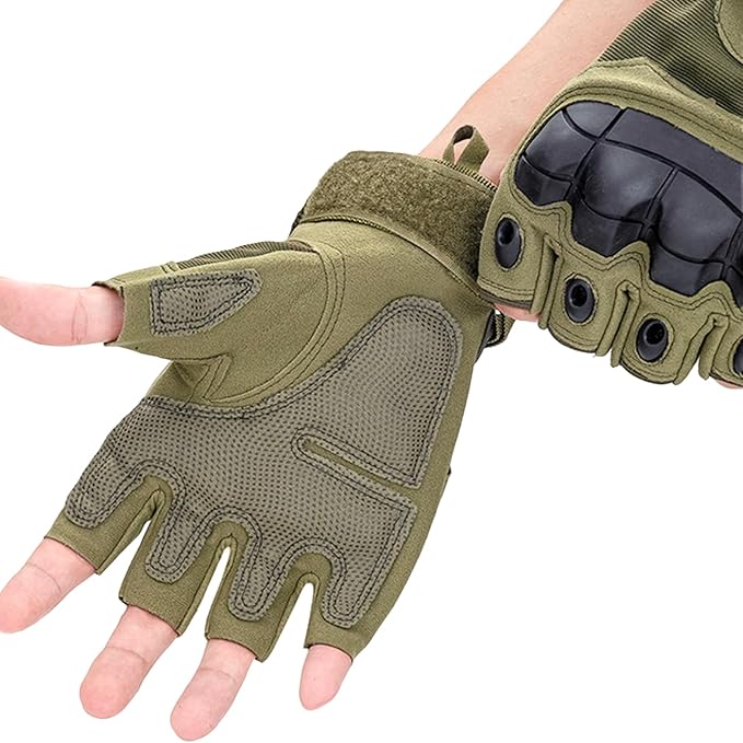 GCSIOM Tactical Fingerless Gloves Breathable, Non-Slip, Impact Resistant, Suitable for Outdoor Cycling, Motorcycle Riding, Rock Climbing