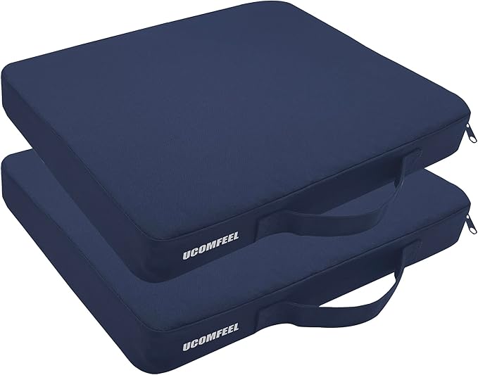 Portable Bleacher Seat Cushions with Handle, 2 Inches Thick, Waterproof Oxford Fabric, Zipper Design, Set of 2 (Blue)