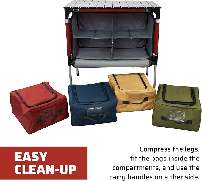 Camp Chef Sherpa Camp Table & Organizer, Table top 27" x 17", Table Height 28", Brick