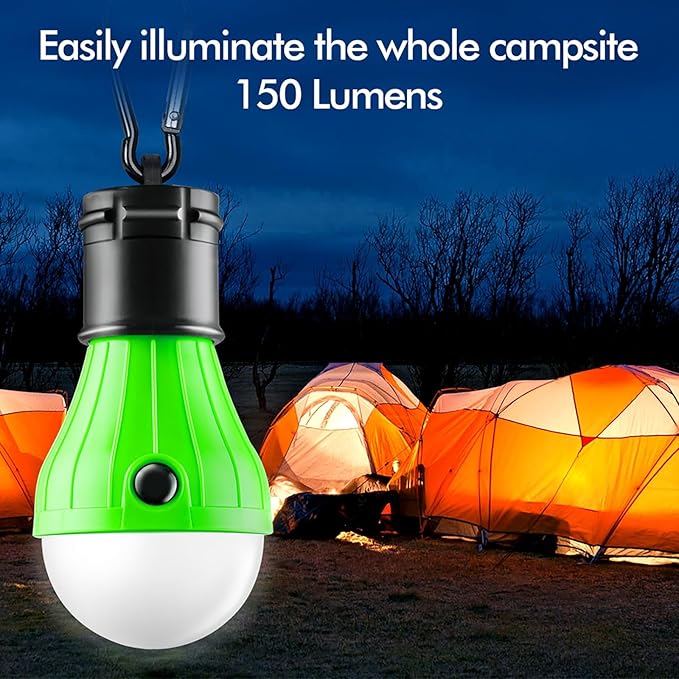 Tent Lamp 5 Packs Portable Tent Light Clip Hook Hurricane Emergency Lights LED Camping Light Bulb Camping Tent Lantern Equipment for Camping Hiking Backpacking Fishing Outage