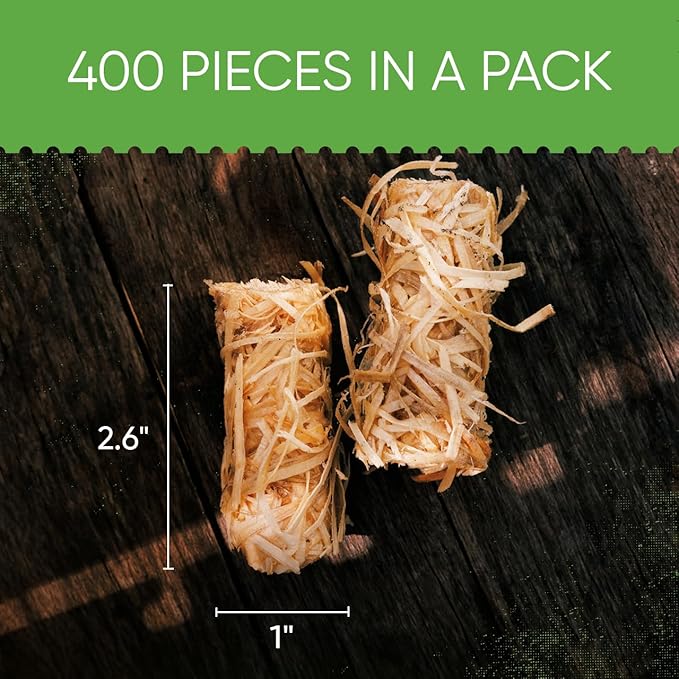Inflame Fire Starters 400 pcs Fire Starters for Campfires, Grill, BBQ, Fireplace, Woodstove - Charcoal Starter - Waterproof, Weather-Resistant - Natural Wood Fireplace Starters
