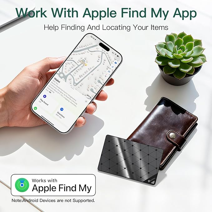 2026 MFi Certified Wallet Air Tracker Tag for New Year Stuffers for Men Gifts for Women, Smart Tag Work with Apple Find My Slim Tracking Card - White Elephant Gifts for Adults,100 Mouths Battery Life