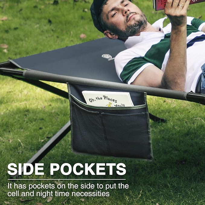 EVER ADVANCED Extra Wide Camping Cot for Adults Oversized XXL Sleeping Cots Folding Cot Bed with Carry Bag, 84.3" L x 41.9" W, Support to 550 lbs