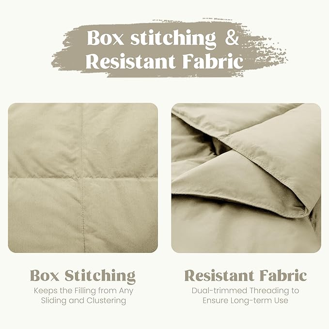 puredown® Soft Feather Down Throw Blanket Lightweight Packable Couch Throw for Indoor and Outdoor Use, 50"X70", Beige