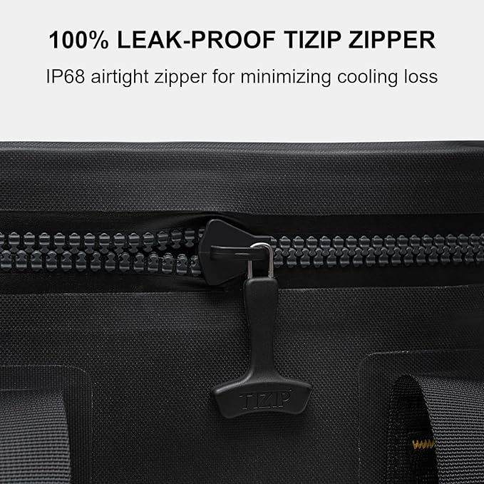 Portable Soft Cooler 12 Cans, IP68 Tizip Leak-Proof Zipper for Camping, Fishing, Beach, Outdoors Insulated Ice Chest with Reusable Ice Pack