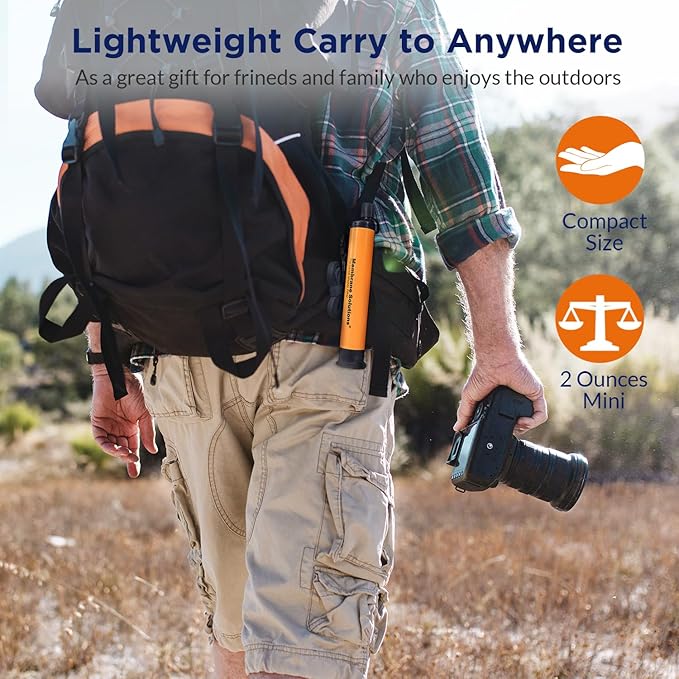 Membrane Solutions Straw Water Filter S1, NSF/ANSI 42&372&401 certificated, Survival Filtration Portable Gear, Emergency Preparedness, Supply for Drinking Hiking Camping Team Family Outing