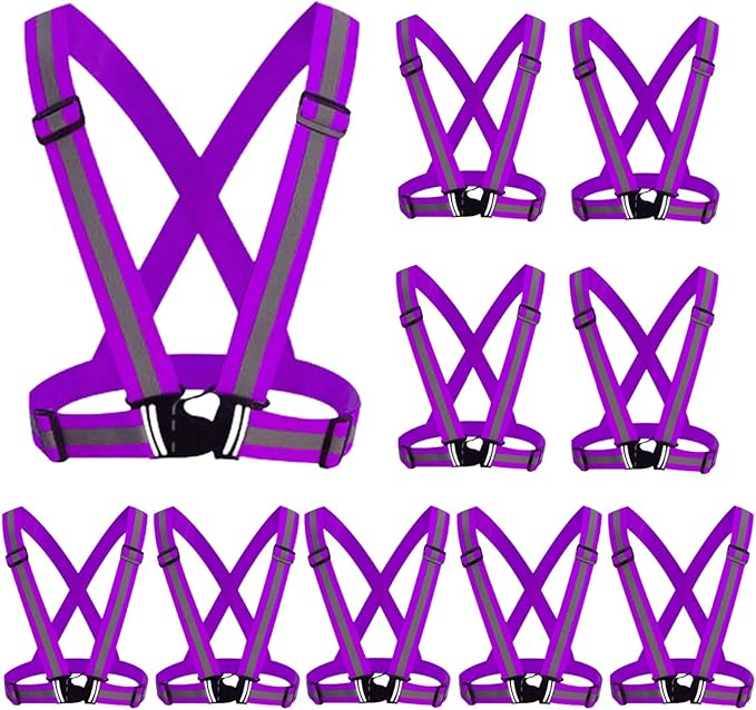 Reflective Running Vest 2-10 Pack, High Visibility Reflective Gear Night Cycling Safety Vest Strap for Men Women Kids