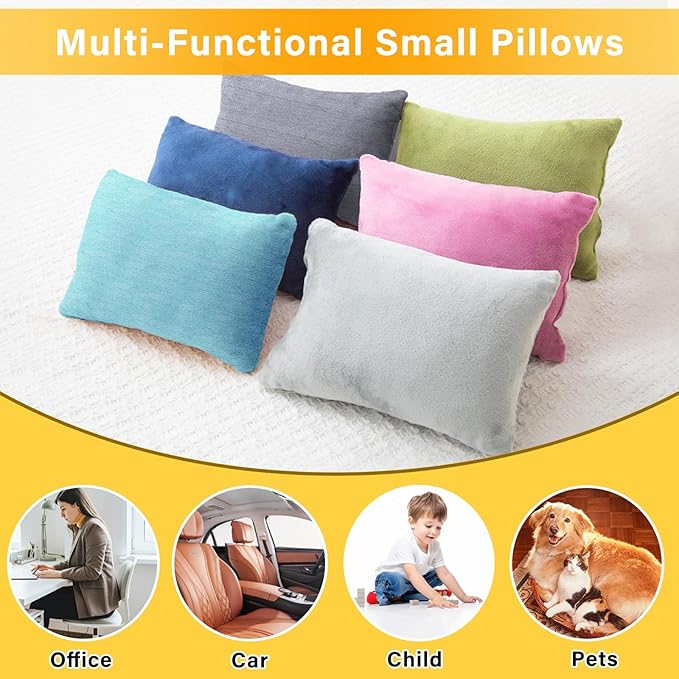 2 Pack Small Pillow, Cooling Memory Foam Mini Pillow 11 X 7 Inches for Sleeping, Travel, Nap and Neck, Knee, Lumbar Support, Tiny Cushion for Pet, Dogs (Blue)