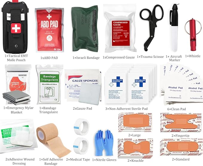 Med Kit Trauma Kit Bleeding Contral Pack, Emergency Survival First Aid Kits EMT IFAK Medical Kit for Severe Bleeding Control Military Camping and Hiking