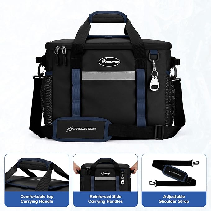 Maelstrom Collapsible Soft Cooler Bag, 24/30/60/75 Cans Beach Cooler, Ice Chest, Leakproof & Portable for Beach, Camping, Road Trips & Grocery Shopping