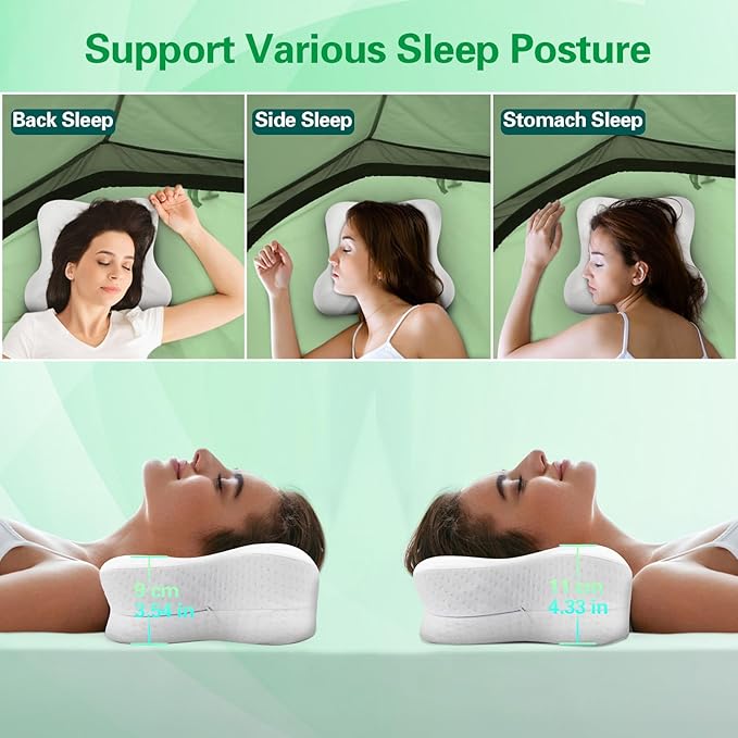 SAHEYER Memory Foam Camping Pillow, Travel Pillows for Sleeping, Neck Support Camping Gear Accessories - Small Pillow Travel Essentials for Sleeping, Backpacking, Hammock, White