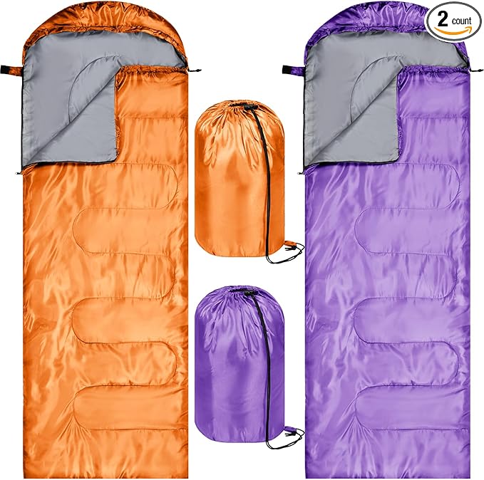 Tudomro 2 Pcs Camping Sleeping Bag for Adults, Lightweight Packable Waterproof Camping Gear Equipment to Keep Warm for Spring Summer Fall Indoor Outdoor Backpacking Hiking Travel