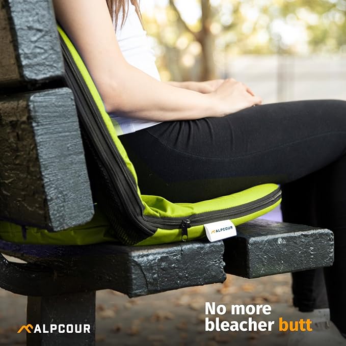 Alpcour Folding Stadium Seat – Deluxe Outdoor Camping Reclining Waterproof Cushion Chair for Bleachers – Best 6-Position Back Support Picnic Bleacher Seats w/Extra Thick Padding for Support & Comfort