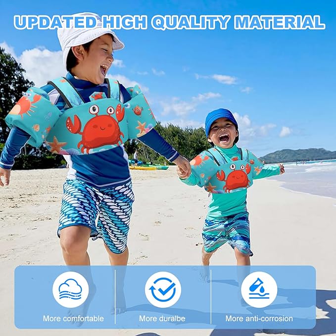 Toddler Floaties Kids Swim Vest for 22-66 Pounds Boys-Girls Water Wings Kids Pool Floaties for 2-6 Years Old Child Swim Learning Trainning