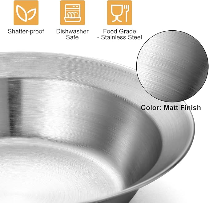 Odoland Stainless Steel Camping Mess Kit for Family & Person, Cooking Tableware Utensils with Plates Bowls Forks Spoons Knives & Savings Bag for Camping, Backpacking, Hiking, Picnic