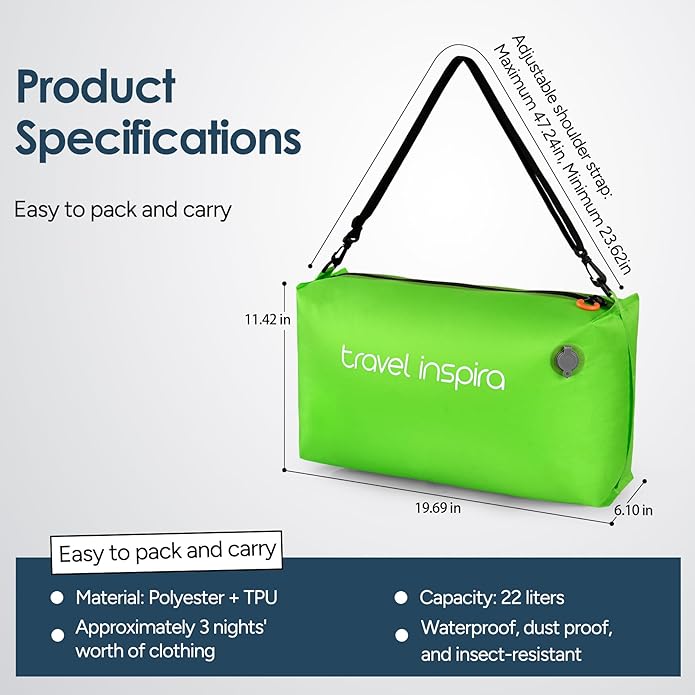 Vacuum Compression Bags IP67 Waterproof with Shoulder Strap Reusable Travel Space Saver for Carry On Suitcases and Backpack