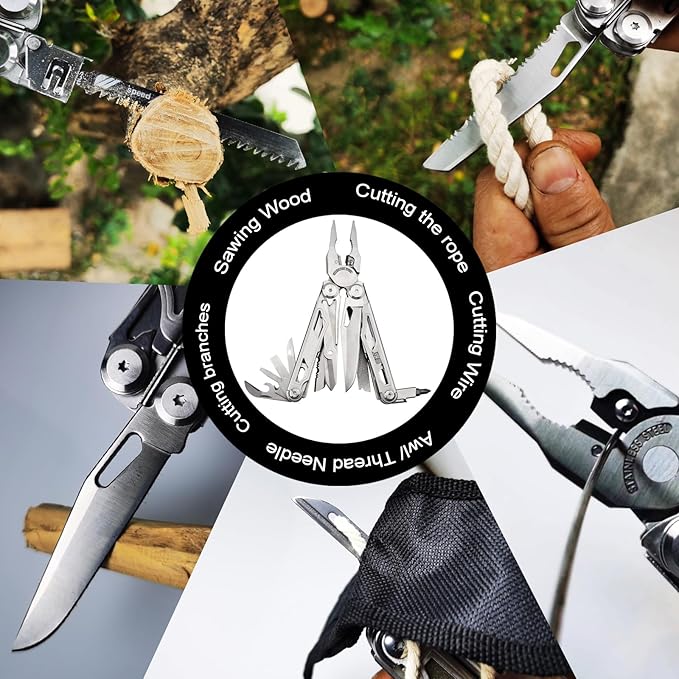 SQT2045 20-in-1 Multitool, Foldable & Self-Locking, Professional Tool for DIY, Home Repairs & Outdoor Camping, Must-Have Gifts for Men, Compact & Durable-