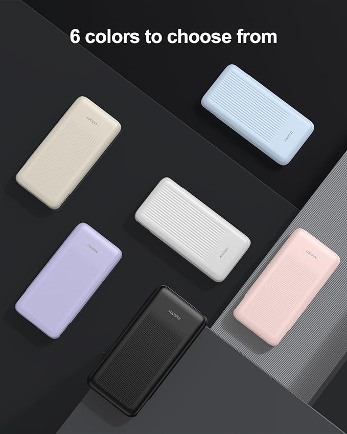 2-Pack 10000mAh Power Bank Fast Charging, 22.5W Compact USB C Portable Charger with 2 Outputs & 2 Inputs, LED Display Battery Pack Compatible with iPhone Samsung iPad Tablets, Purple & Beige