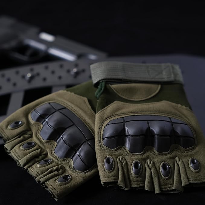 GCSIOM Tactical Fingerless Gloves Breathable, Non-Slip, Impact Resistant, Suitable for Outdoor Cycling, Motorcycle Riding, Rock Climbing