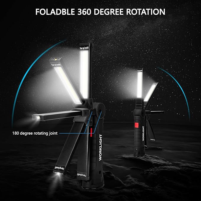 Gifts for Men 3Pack LED Flashlight, Rechargeable Work Lights with Magnetic Base Hook 360°Rotate and 5 Modes Bright LED Flashlight Inspection Light for Car Repair, Grill and Outdoor Use
