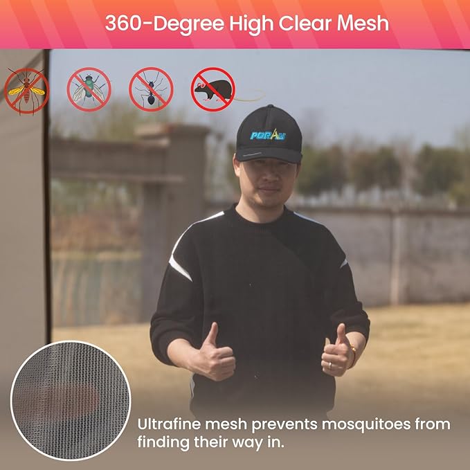 Porayhut Pop up Screen House Tent Sun Shelter with Breathable Mesh Doors,Portable Camping Tent with Detachable Waterproof Floor,10x10FT Screen Canopy Outdoor for Family Friends Party