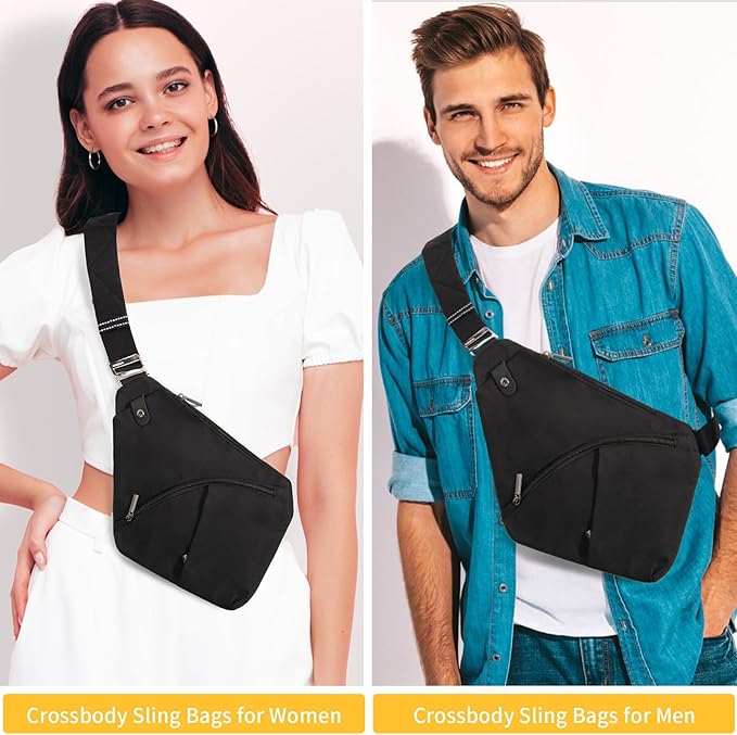 Anti Theft Crossbody Bags Sling Bag for Women Men Waterproof Wander Bag for Sports and Travel. (2.0BLACK, Small)