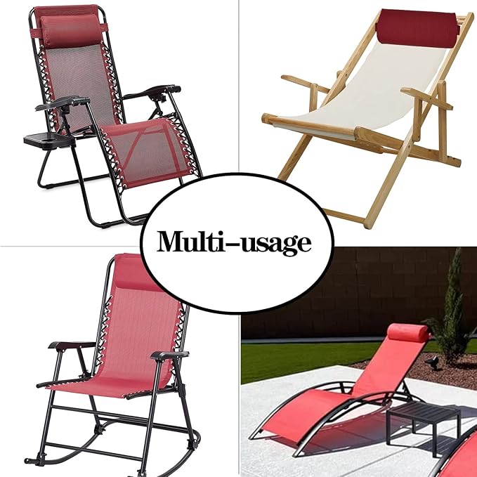 Ostlttyn Zero Gravity Chair Replacement Pillow Headrest with Elastic Band, Universal Soft Removable Padded Cushion Head Pillow for Zero Gravity Lounge Chair, Folding Patio Lawn Recliner Chair, Red