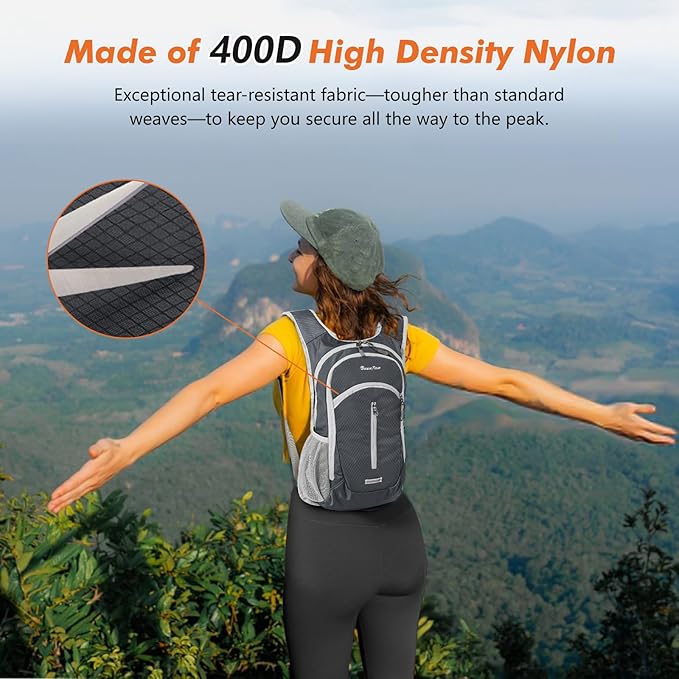 Seektop Small Hiking Backpack 12L to 15L Expandable Travel Packable Waterproof Daypack Lightweight Hiking Bag for Women Men